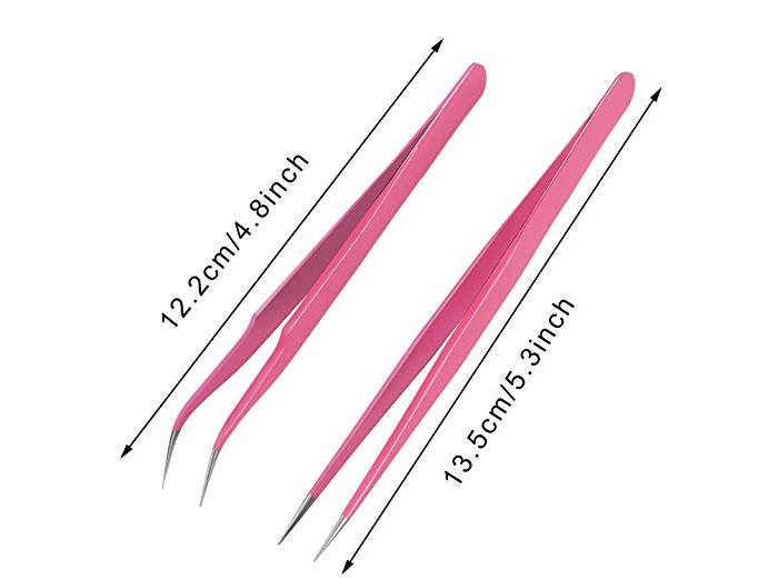 MAXLEAF 2pcs Stainless Tweezers Straight Curved Tweezers for Stickers  Eyelash Extensions Precision Electronics Nail Rhinestone Jewelry,  Scrapbooking