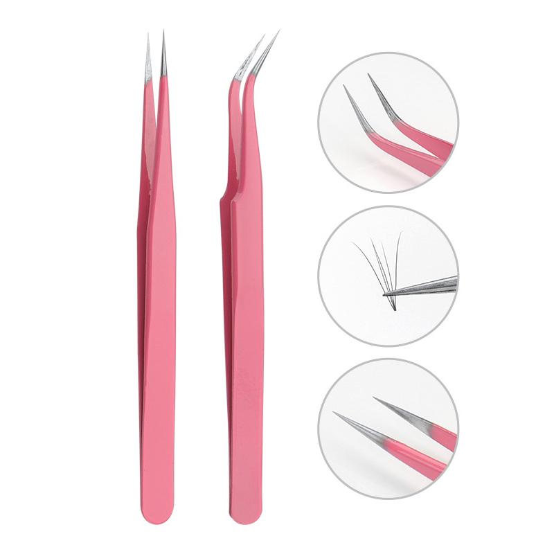 2 Pack Stainless Steel Straight Tweezers And Curved Nippers