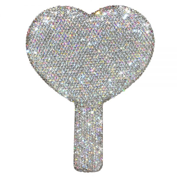 LOPURO Sparkling Rhinestone Heart Shaped Handheld Mirror Diamond Painting  Glitter Rhinestones Mirror Heart Mirror Bling Cosmetic Hand Mirror for  Women Girls (1pc White)