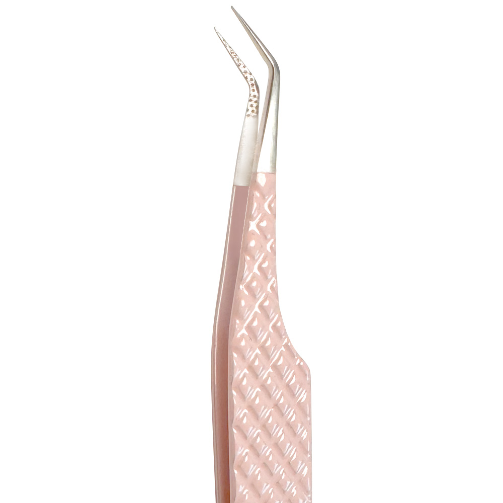 Fiber Tip Light Peach Coated Precision Stainless Tweezers