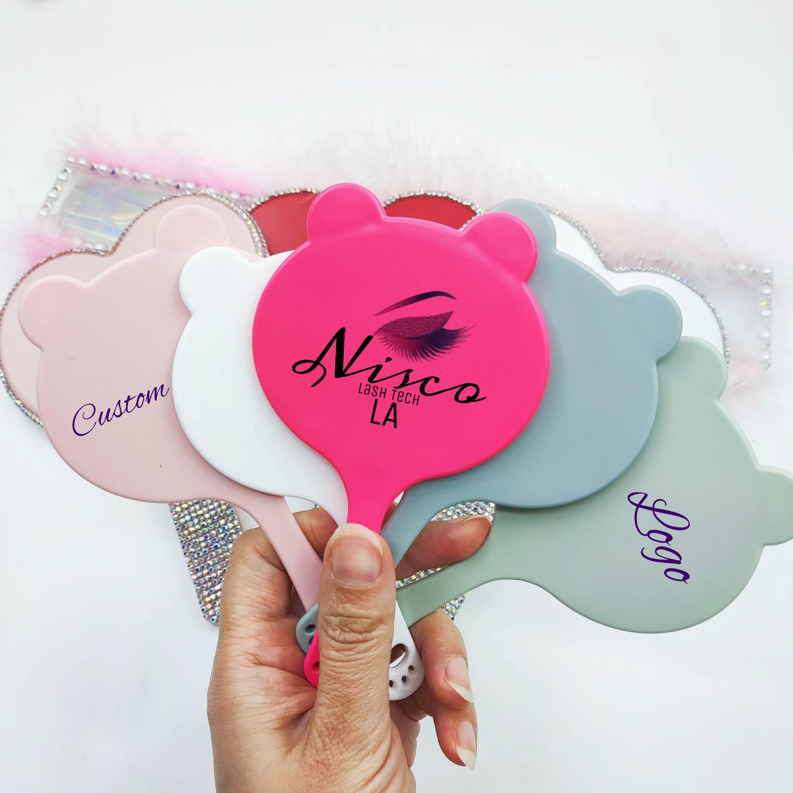 Lip-Shape Handheld Lash Mirror Private Labels